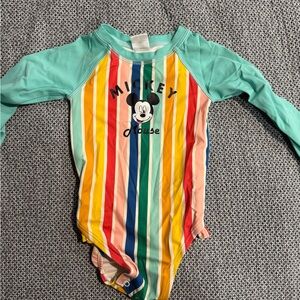 Hanna Andersson Disney Mickey Mouse Multicolor Striped Rashgaurd